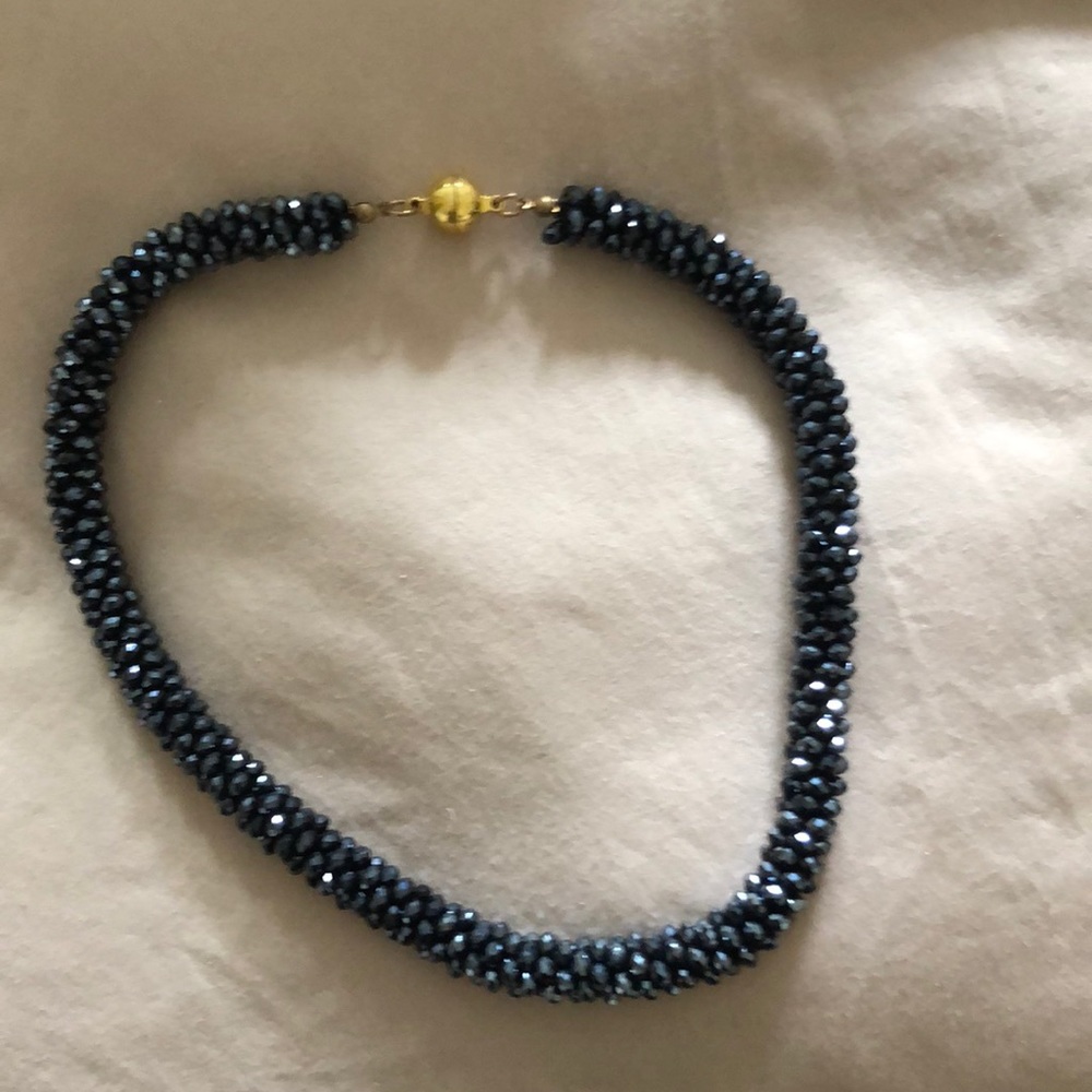 Black crystal choker necklace
